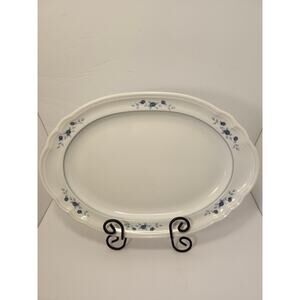 Pfaltzgraff Poetry Blue Rose Vintage Oval Platter Tray Serving 14.5" Glossy